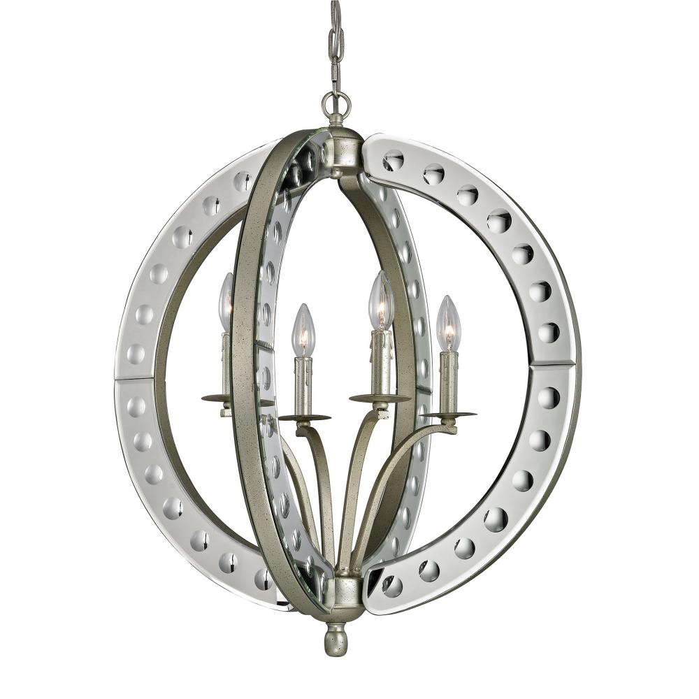 Mariana 4 Light Pendant In Speckled Silver