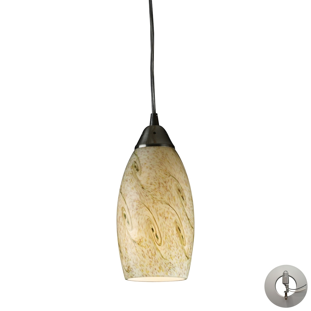 Galaxy 1-Light Mini Pendant in Satin Nickel with Creamy Mint Glass - Includes Adapter Kit