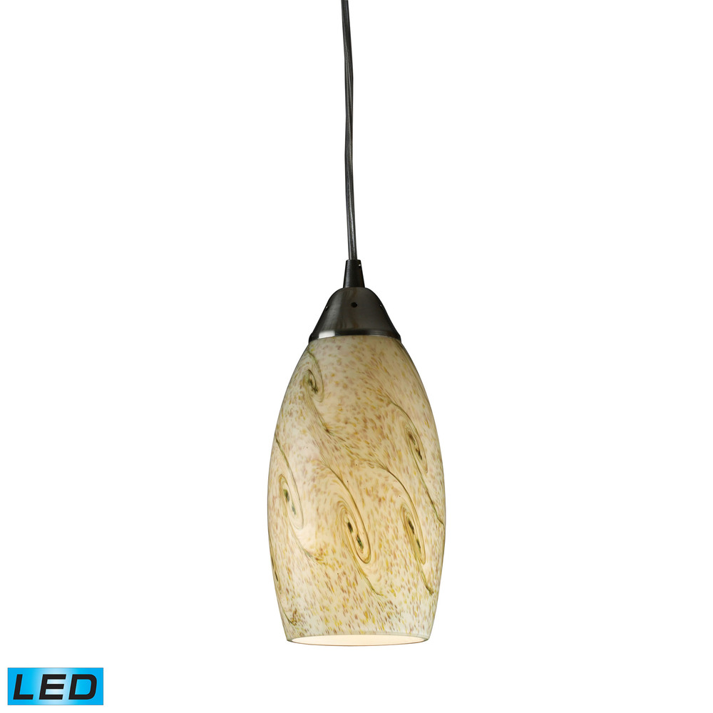 Galaxy 1-Light Mini Pendant in Satin Nickel with Creamy Mint Glass - Includes LED Bulb