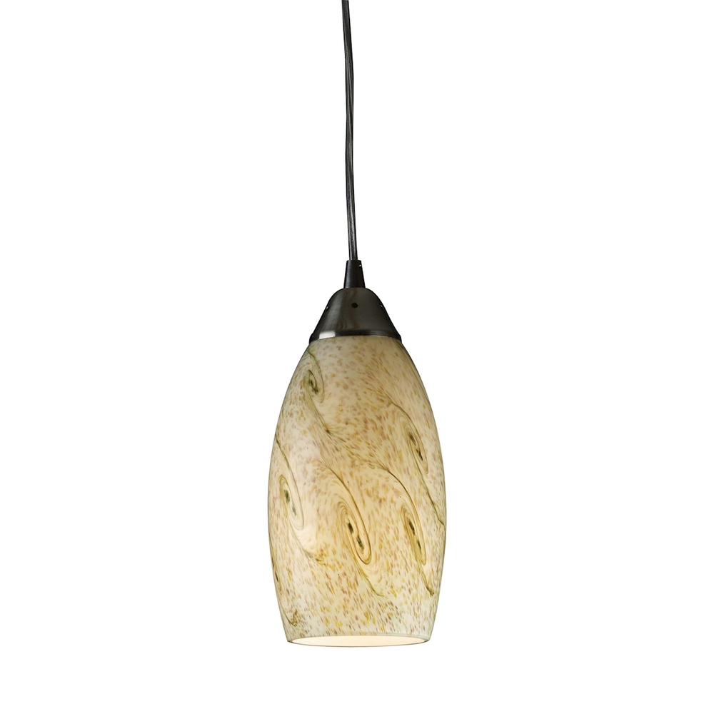 Galaxy 1-Light Mini Pendant in Satin Nickel with Creamy Mint Glass