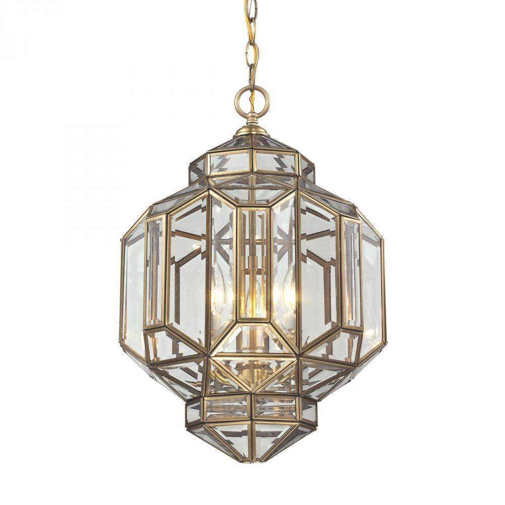 Lavery 3 Light Pendant In Brushed Brass