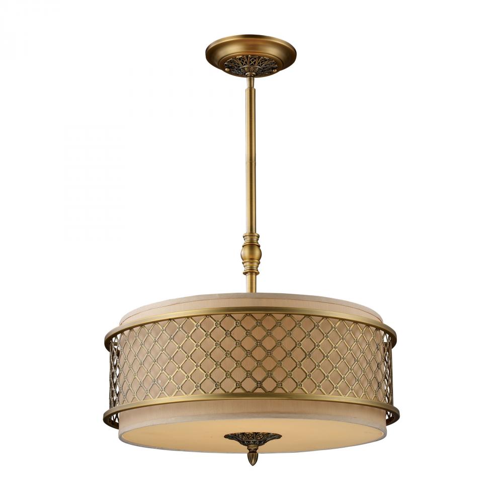 Chester 4 Light Pendant In Brushed Antique Brass