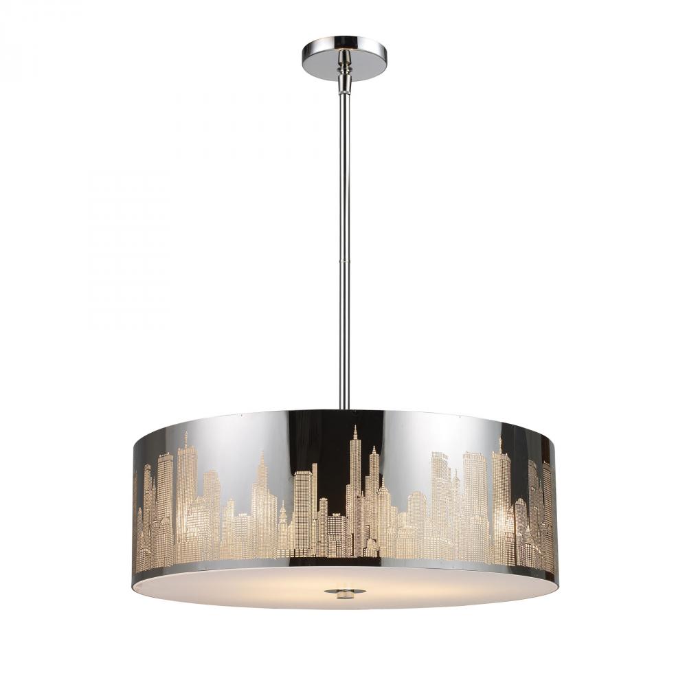 Skyline 5 Light Pendant In Polished Stainless St