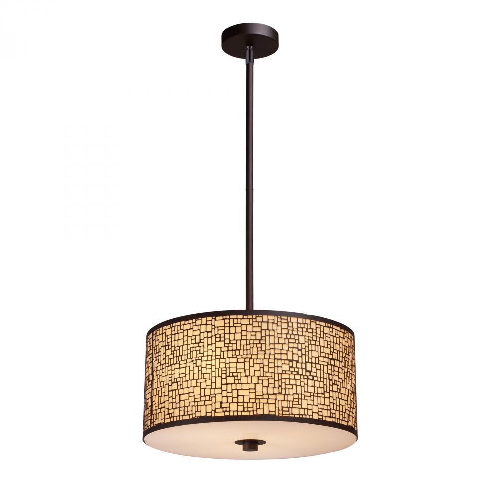 Medina 3 Light Pendant In Aged Bronze With Amber