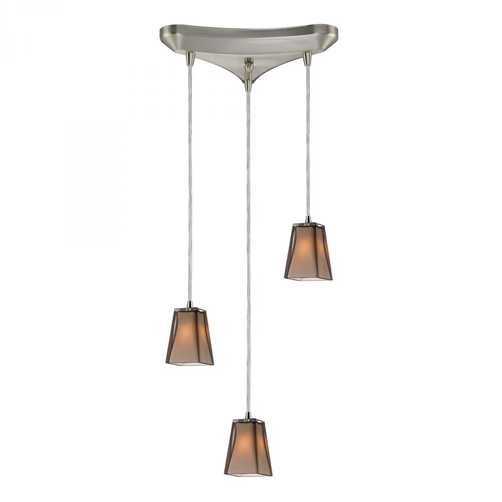 Cubico 3 Light Pendant In Satin Nickel