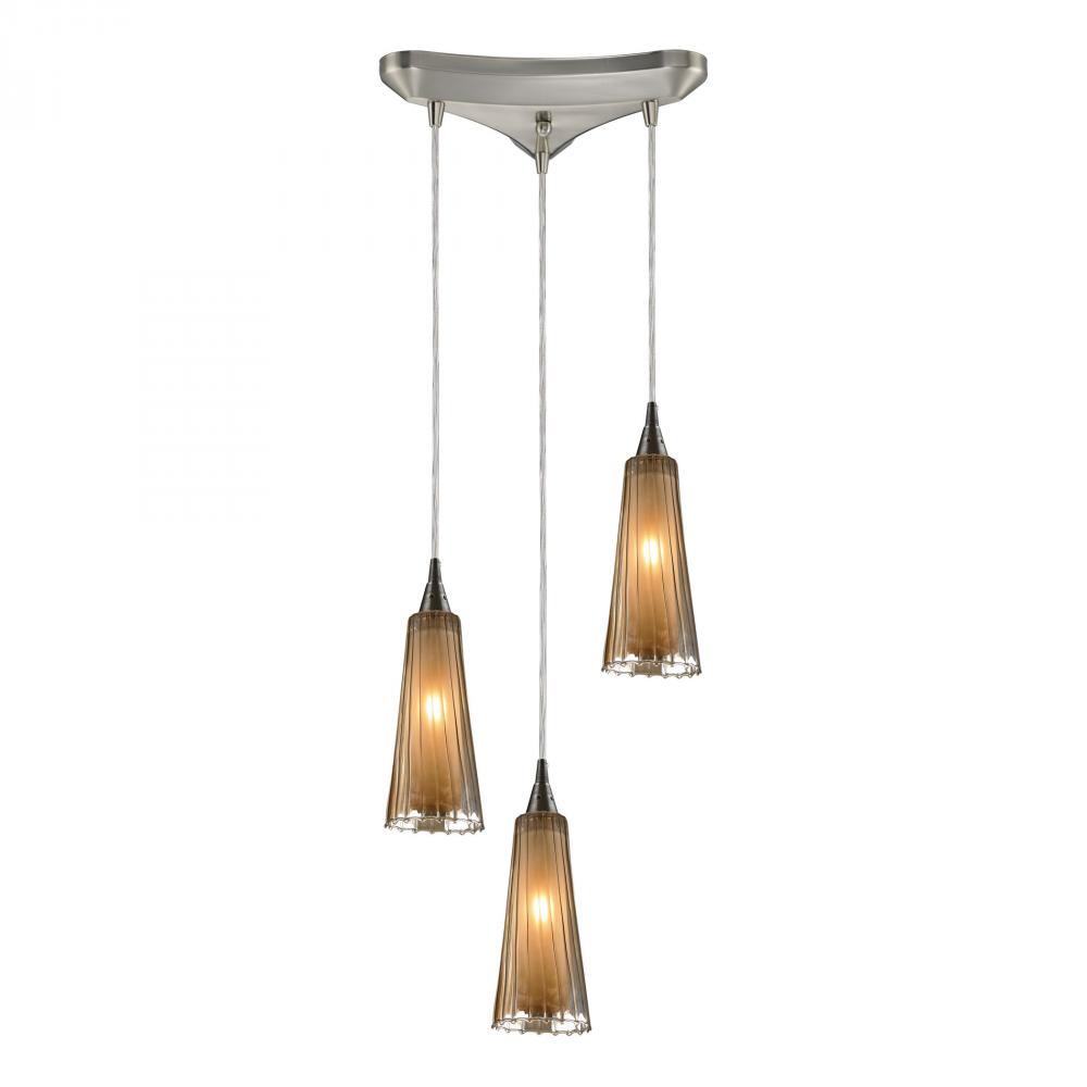 Encapsulate 3 Light Pendant In Satin Nickel