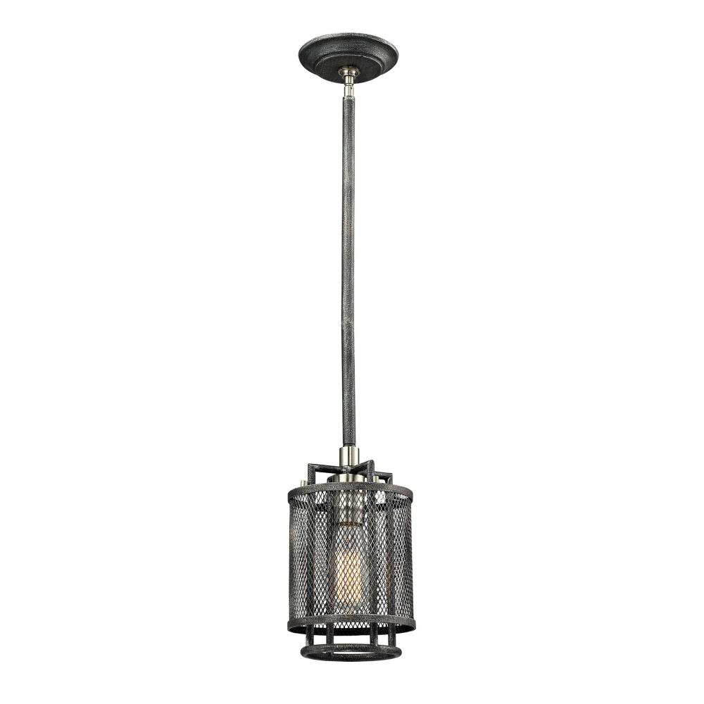 Slatington 1-Light Mini Pendant in Brushed Nickel and Silvered Graphite with Metal Mesh Shade