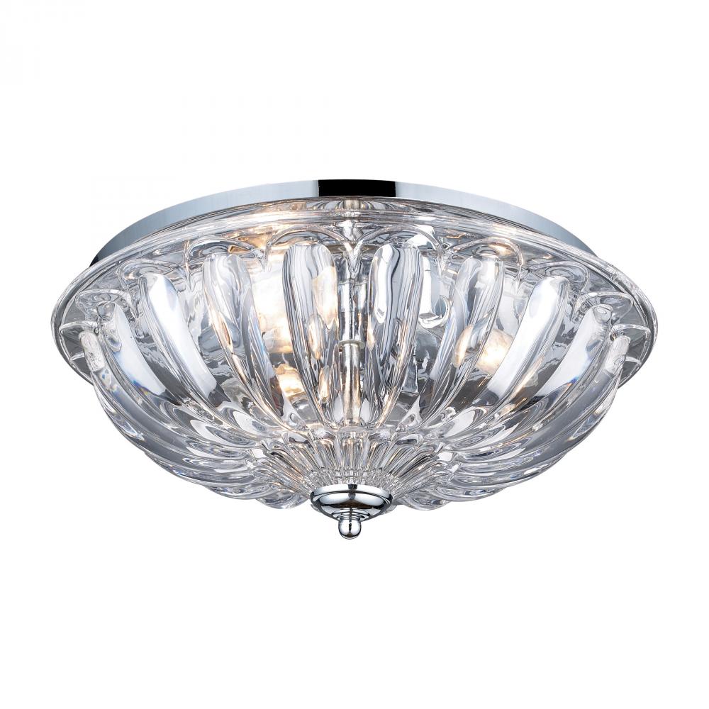 Crystal Flushmounts 3-Light Flush Mount in Polished Chrome with Clear Crystal