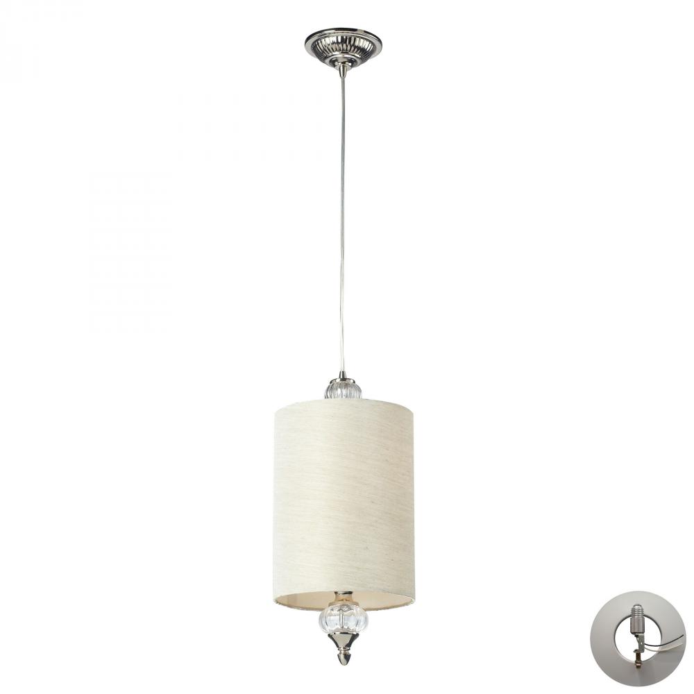 Dalton 1-Light Mini Pendant in Polished Nickel with White Glass - Includes Adapter Kit