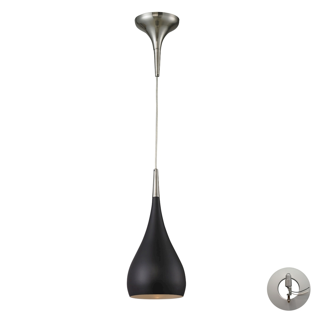 Lindsey 1-Light Mini Pendant in Satin Nickel with Oiled Bronze Shade - Includes Adapter Kit