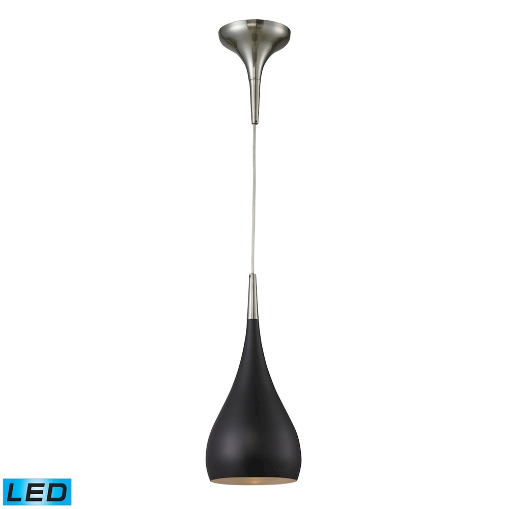 Lindsey 1-Light Mini Pendant in Satin Nickel with Oiled Bronze Shade - Includes LED Bulb