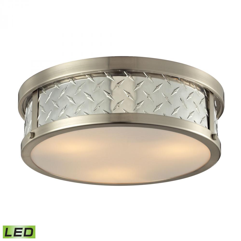 Diamond Plate Collection 3 light flush mount in Brushed Nickel - LED, 800 Lumens (2400 Lumens Total)
