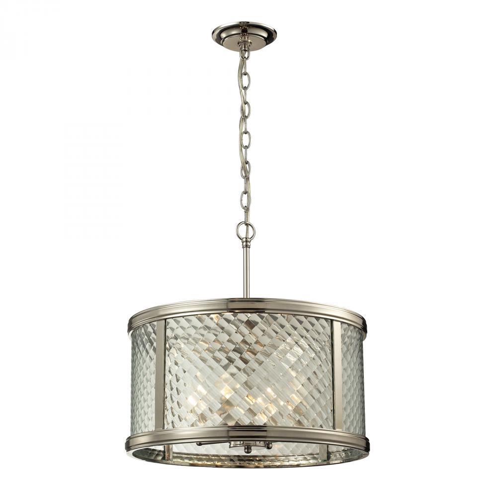 Chandler 4 Light Pendant In Polished Nickel And