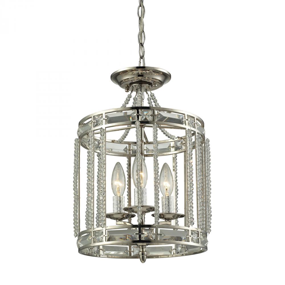 Aubree 3 Light Pendant In Polished Nickel