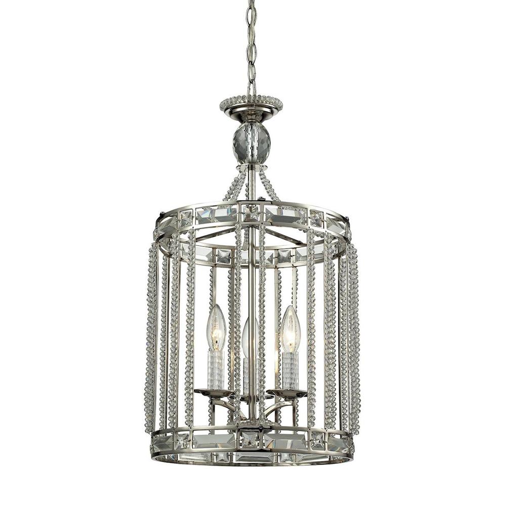 Aubree 3 Light Pendant In Polished Nickel