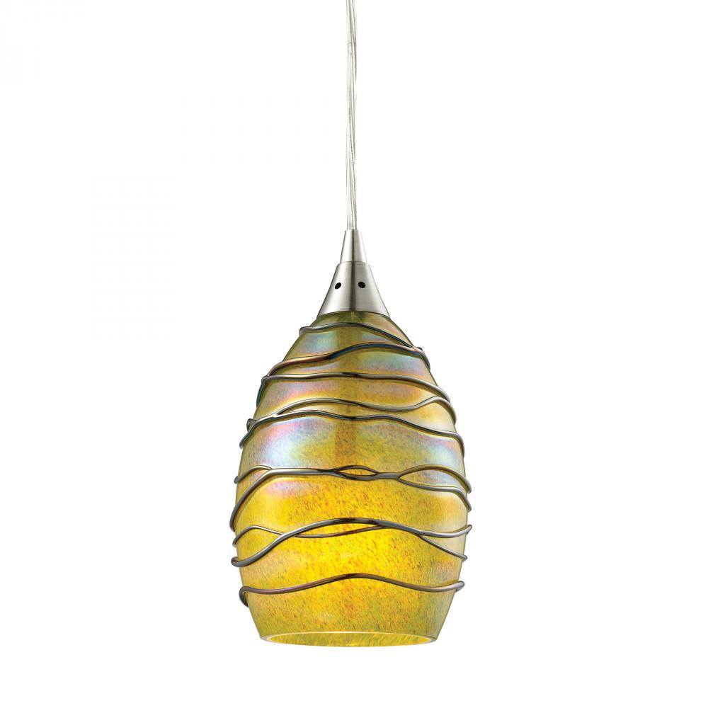 Vines 1 Light Pendant In Satin Nickel And Charte