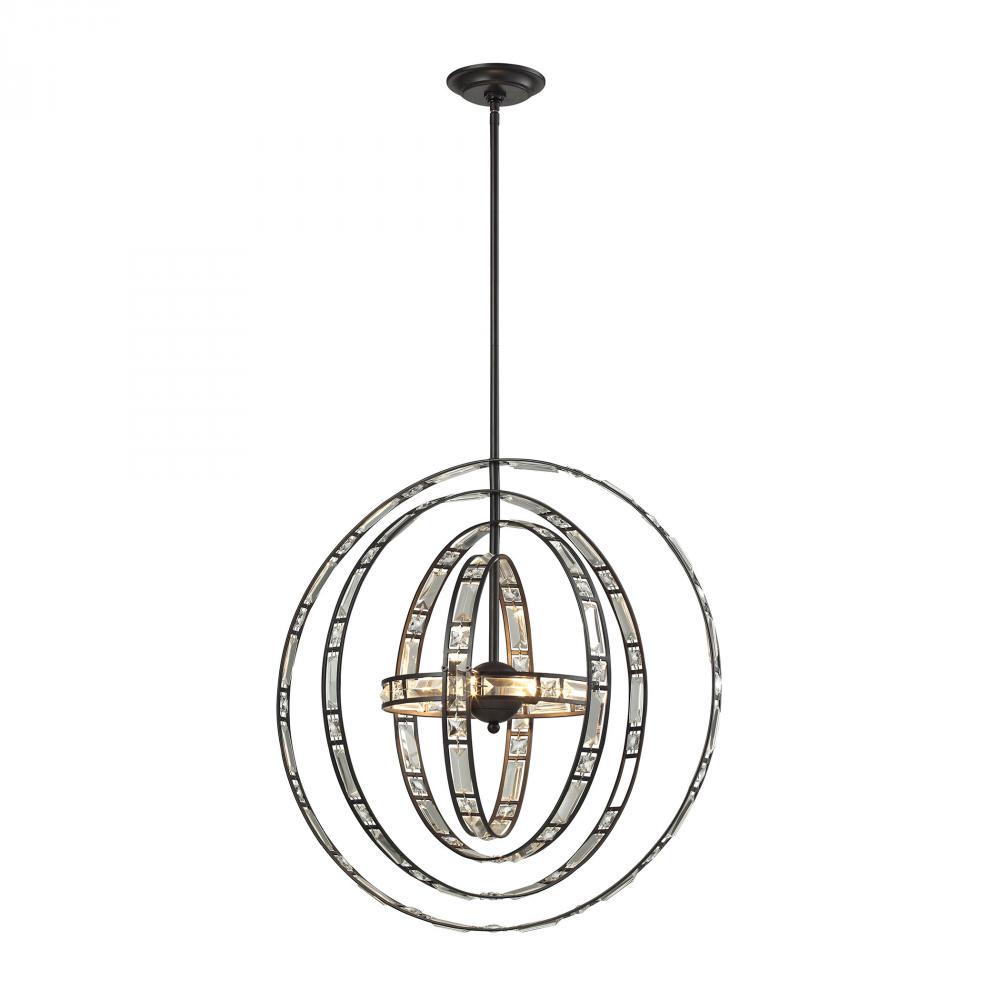 Crystal Orbs 6-Light Chandelier in Oil Rubbed Bronze with Crystal