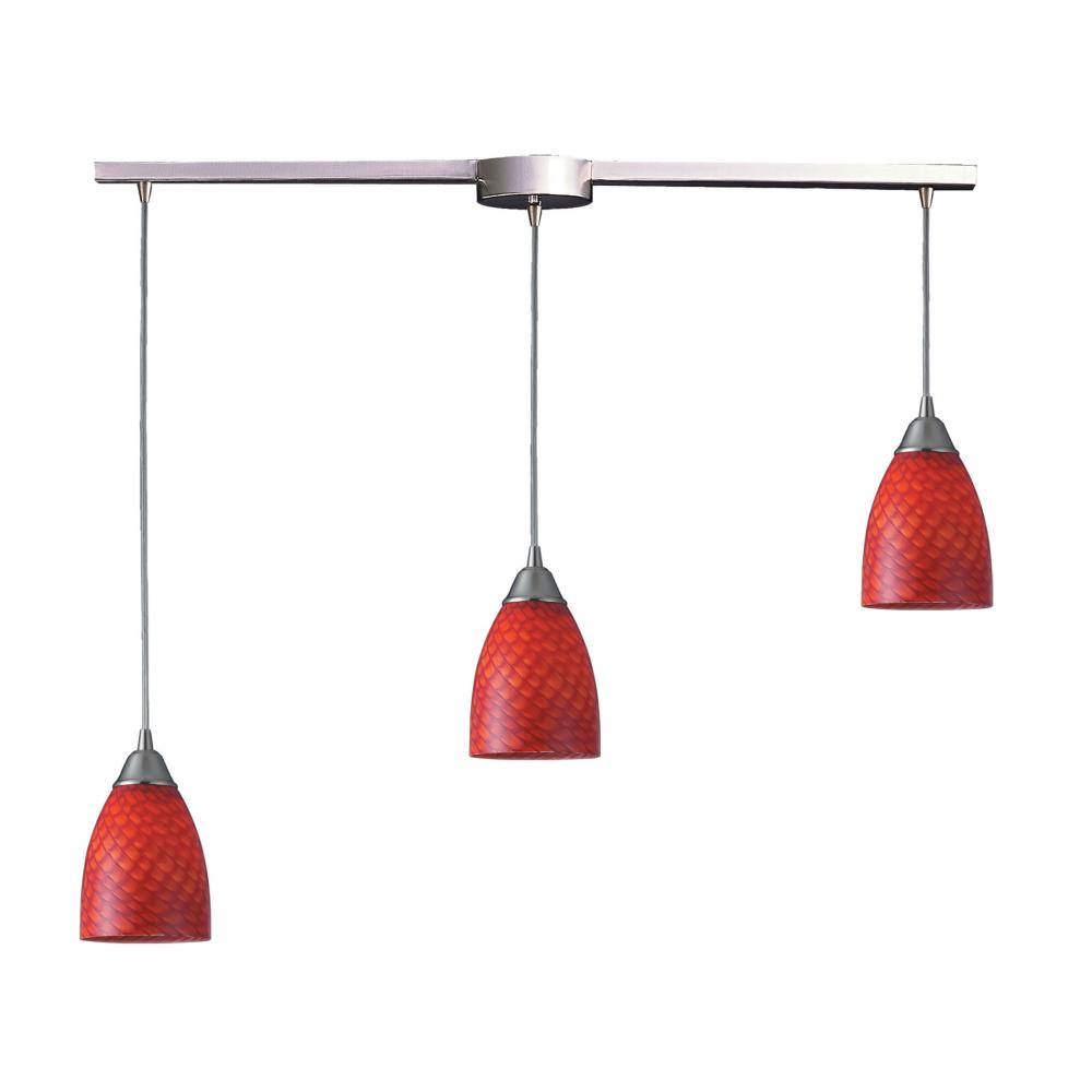 Arco Baleno 3 Light Pendant In Satin Nickel And