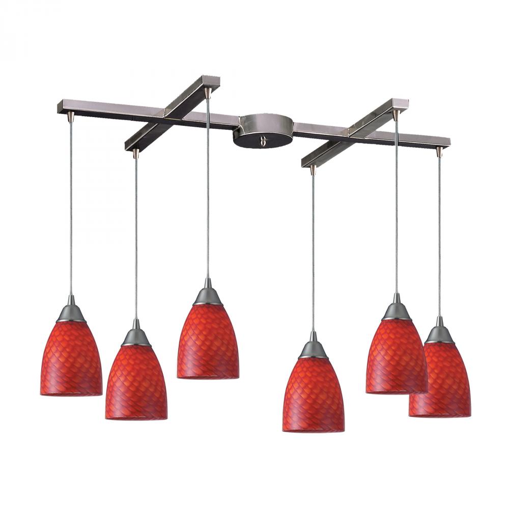 Arco Baleno 6 Light Pendant In Satin Nickel And