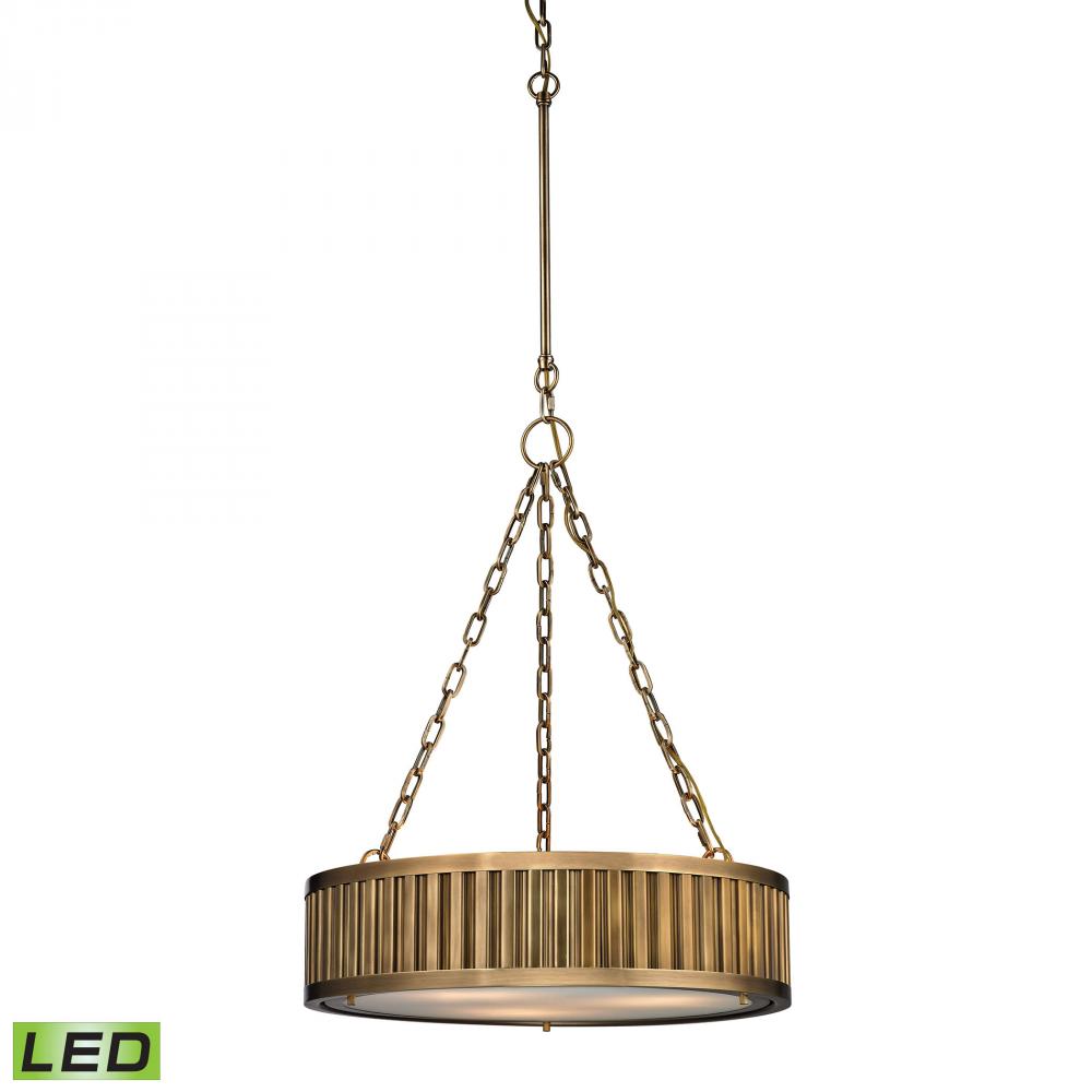 Linden Manor 3 Light LED Pendant In Aged Brass