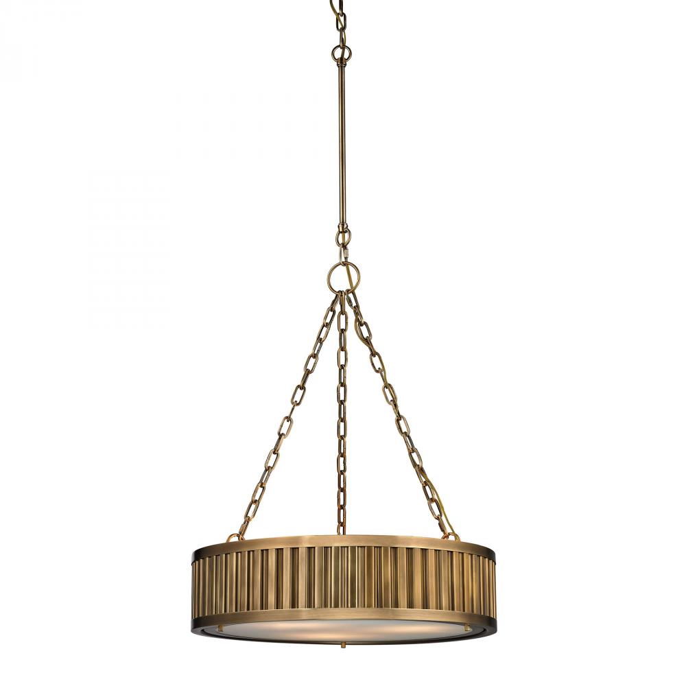 Linden Manor 3 Light Pendant In Aged Brass
