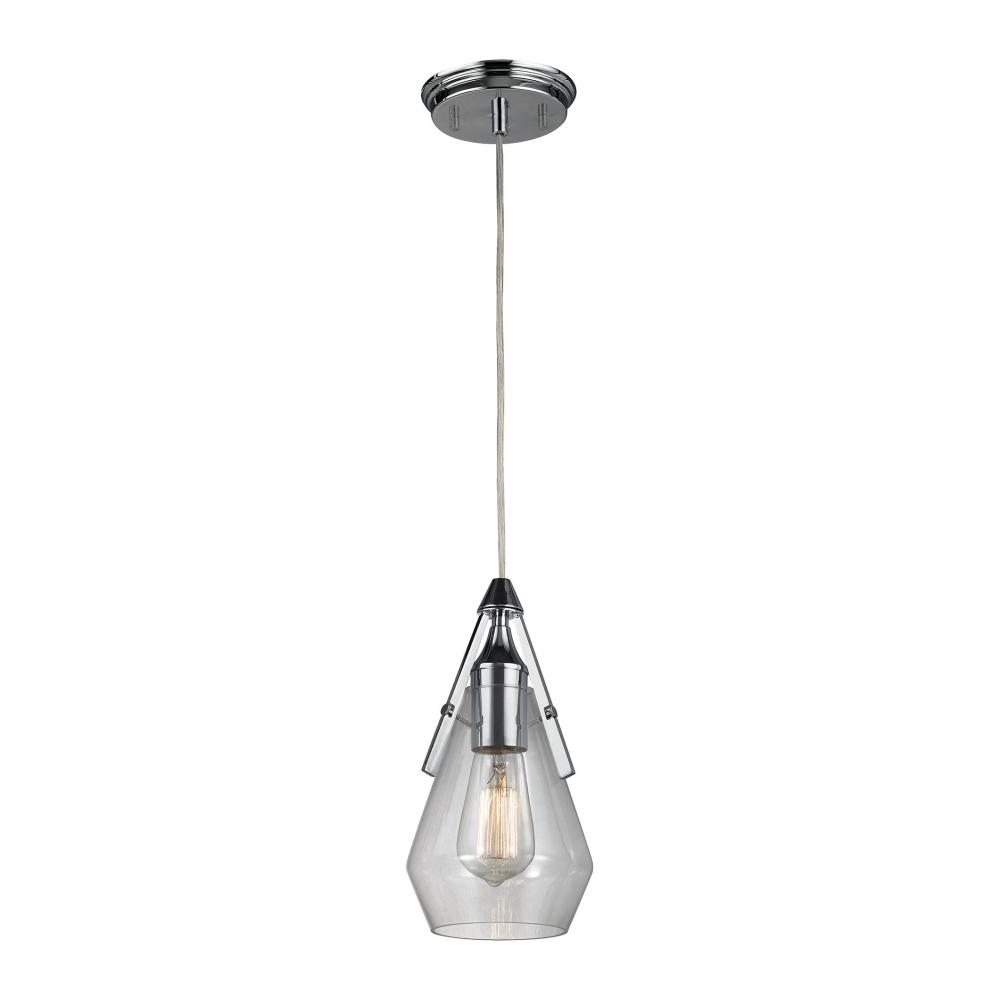 Duncan 1 Light Pendant In Polished Chrome And Cl