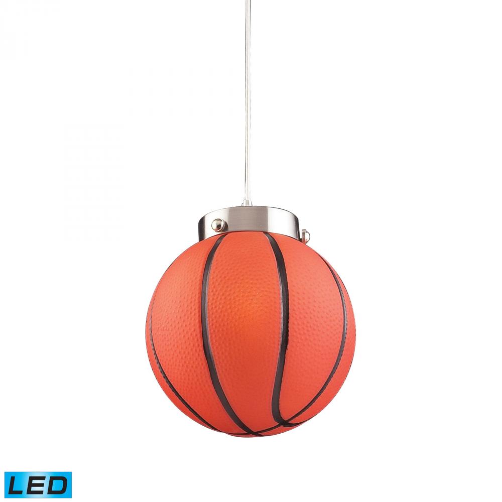 Novelty 1 Light LED Basketball Pendant In Satin