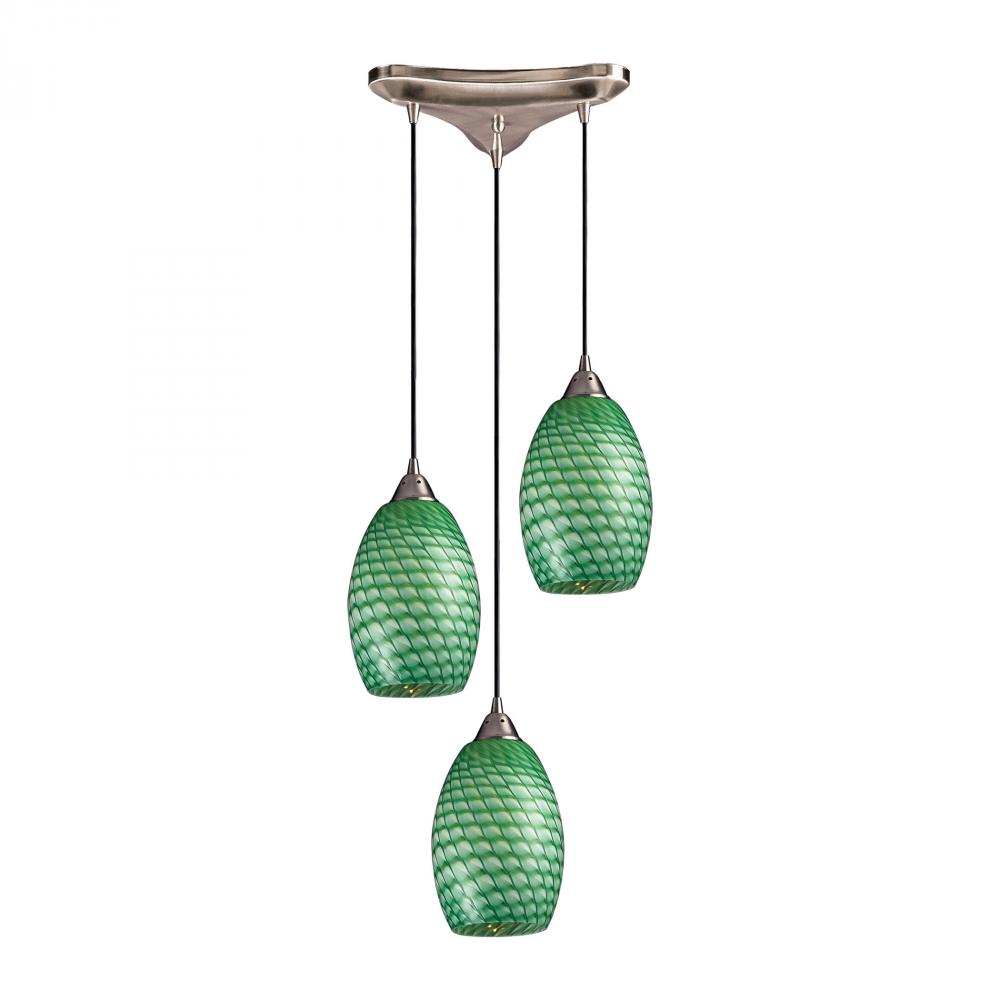 Mulinello 3 Light Pendant In Satin Nickel And Ja