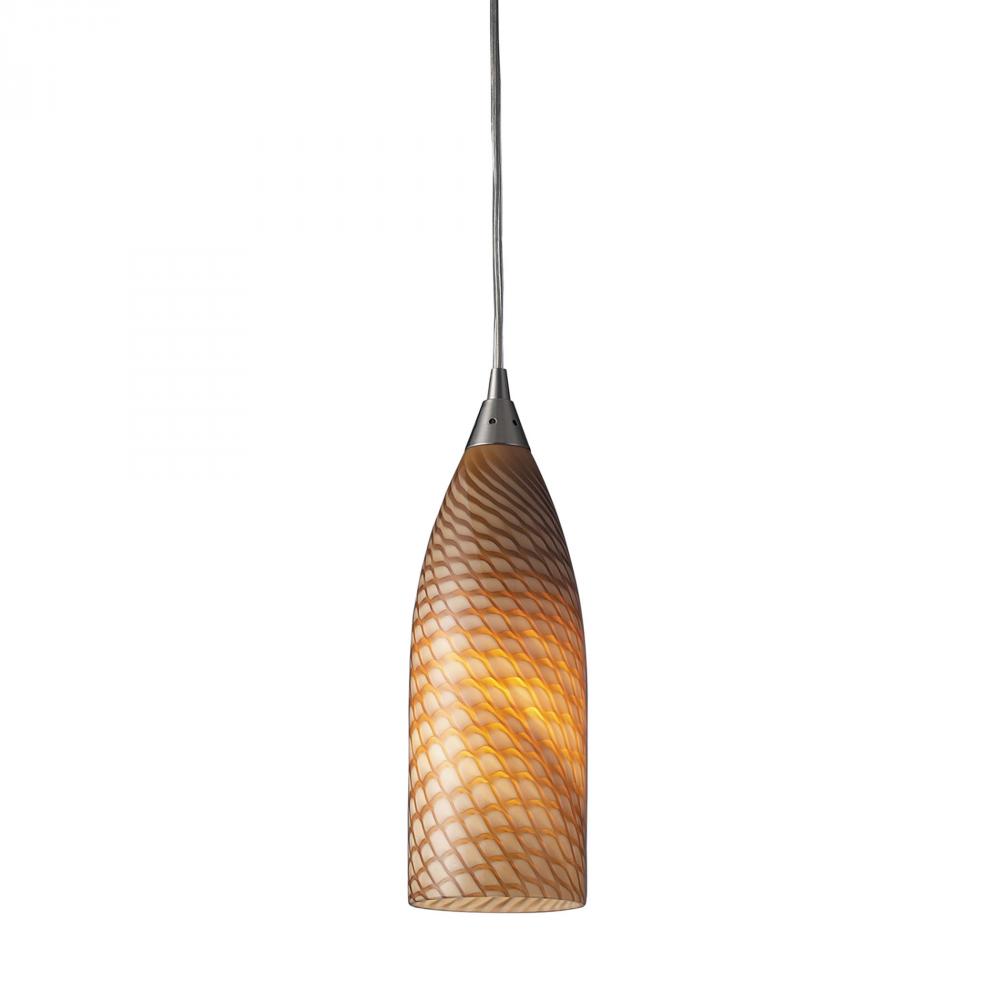 Cilindro 1 Light LED Pendant In Satin Nickel And