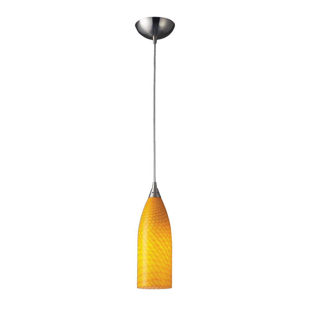 Cilindro 1 Light LED Pendant In Satin Nickel And