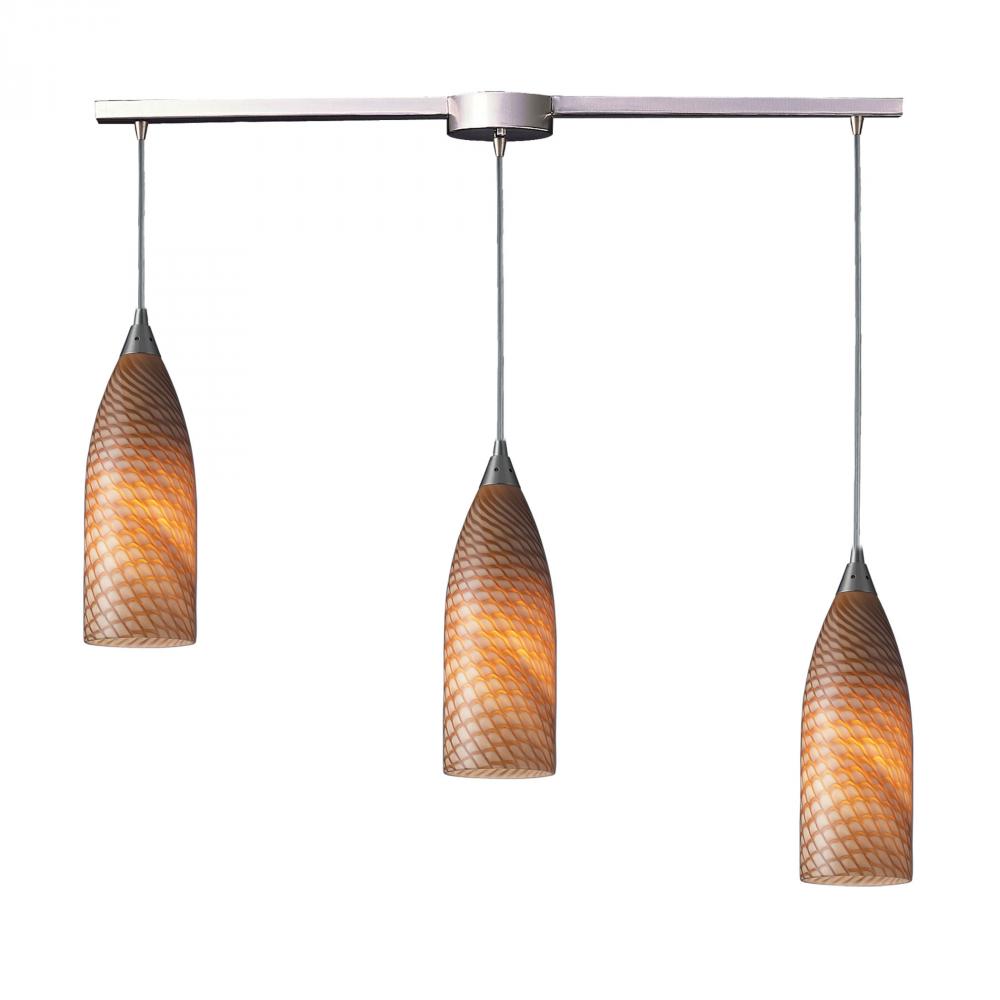 Cilindro 3 Light Pendant In Satin Nickel And Coc
