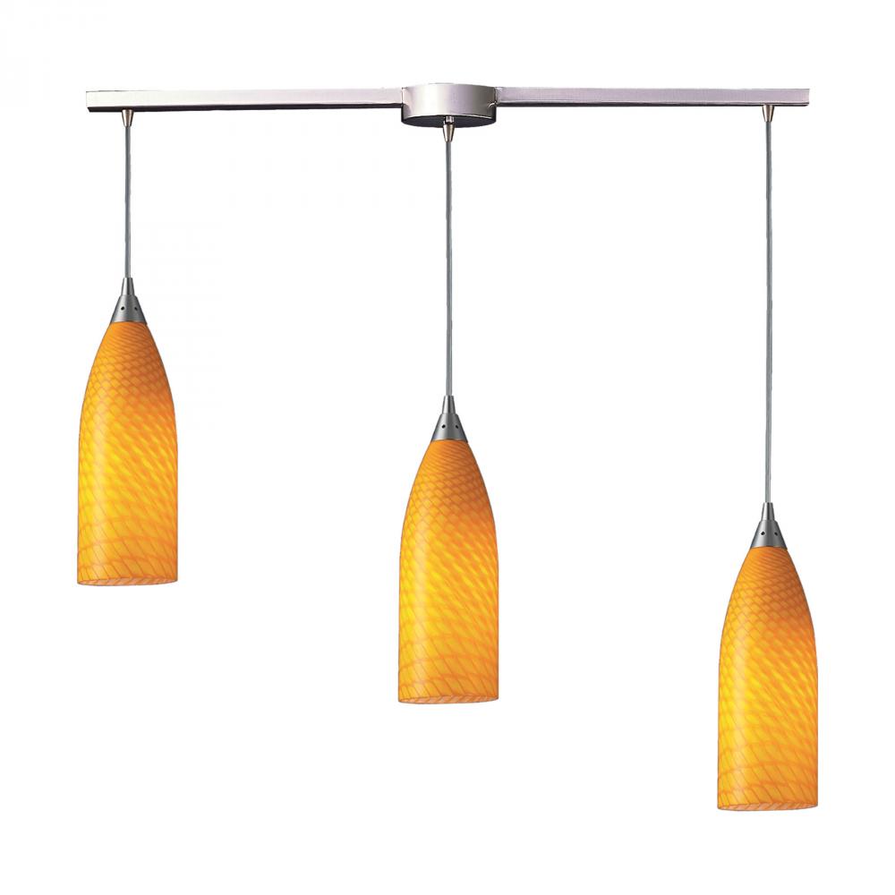 Cilindro 3 Light Pendant In Satin Nickel And Can