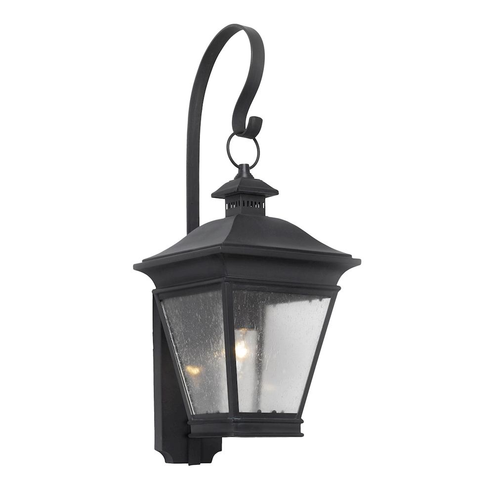 Artistic Lighting Outdoor Wall Lantern in Charcoal with Seeded Glass