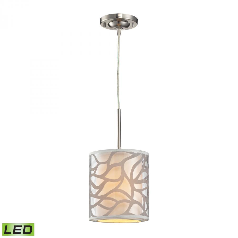 Autumn Breeze 1-Light Mini Pendant in Brushed Nickel with Fabric and Metal - Includes LED Bulb