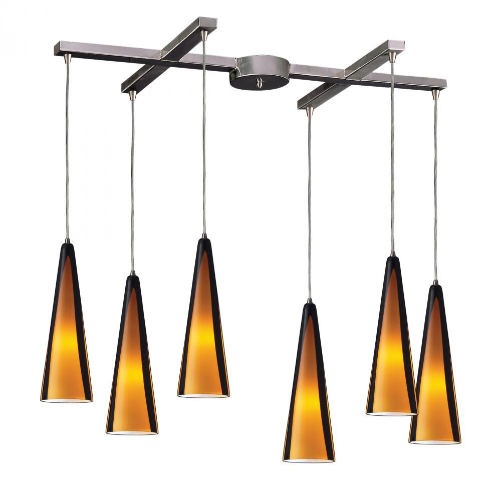 Desert Winds 6 Light Pendant In Satin Nickel And