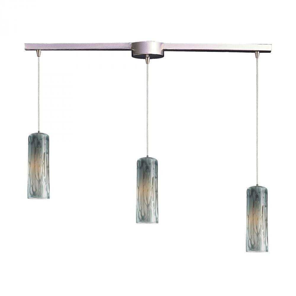 Maple 3 Light Pendant In Satin Nickel And Maple