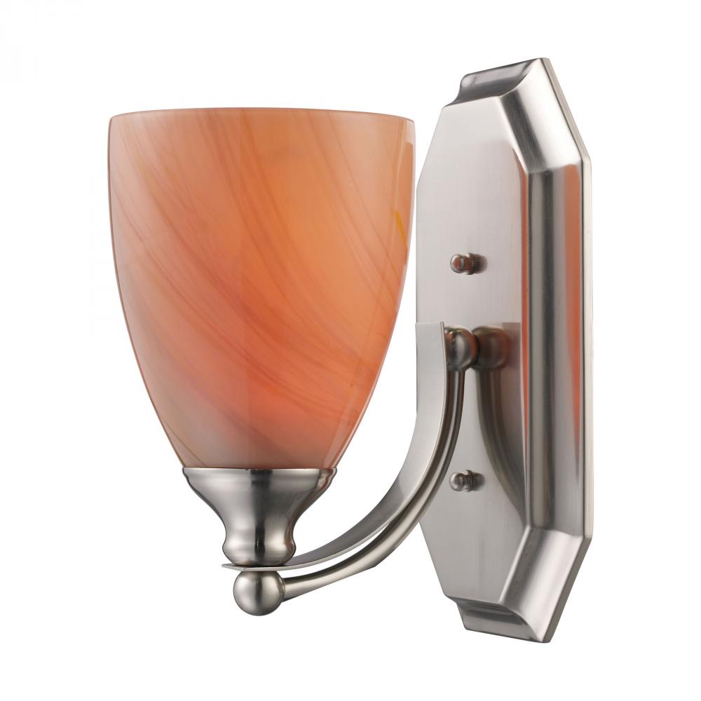 Mix-N-Match Vanity 1-Light Wall Lamp in Satin Nickel with Sandy Glass