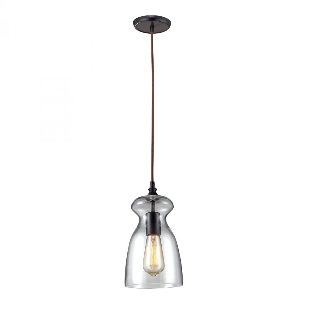 Menlow Park 1-Light Mini Pendant in Oiled Bronze with Smoked Glass