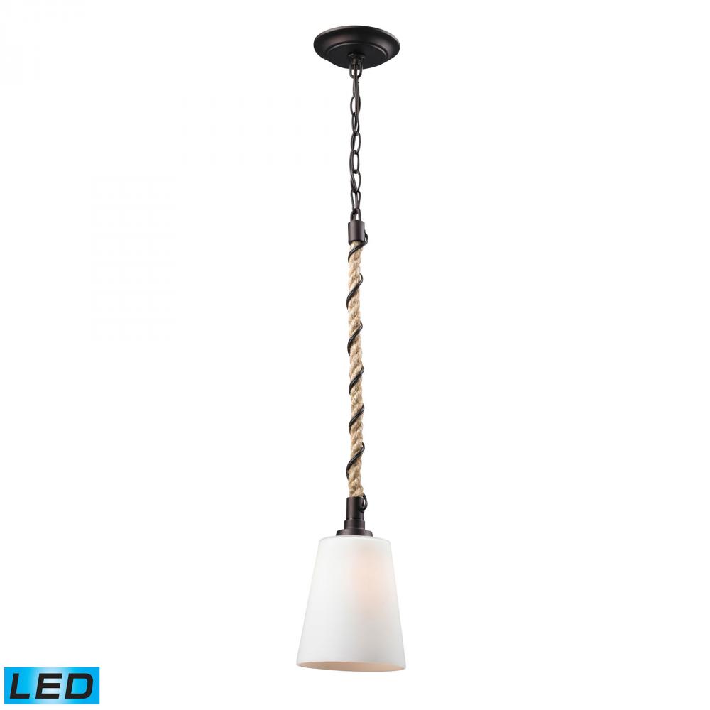 Natural Rope 1 Light LED Pendant In Aged Bronze