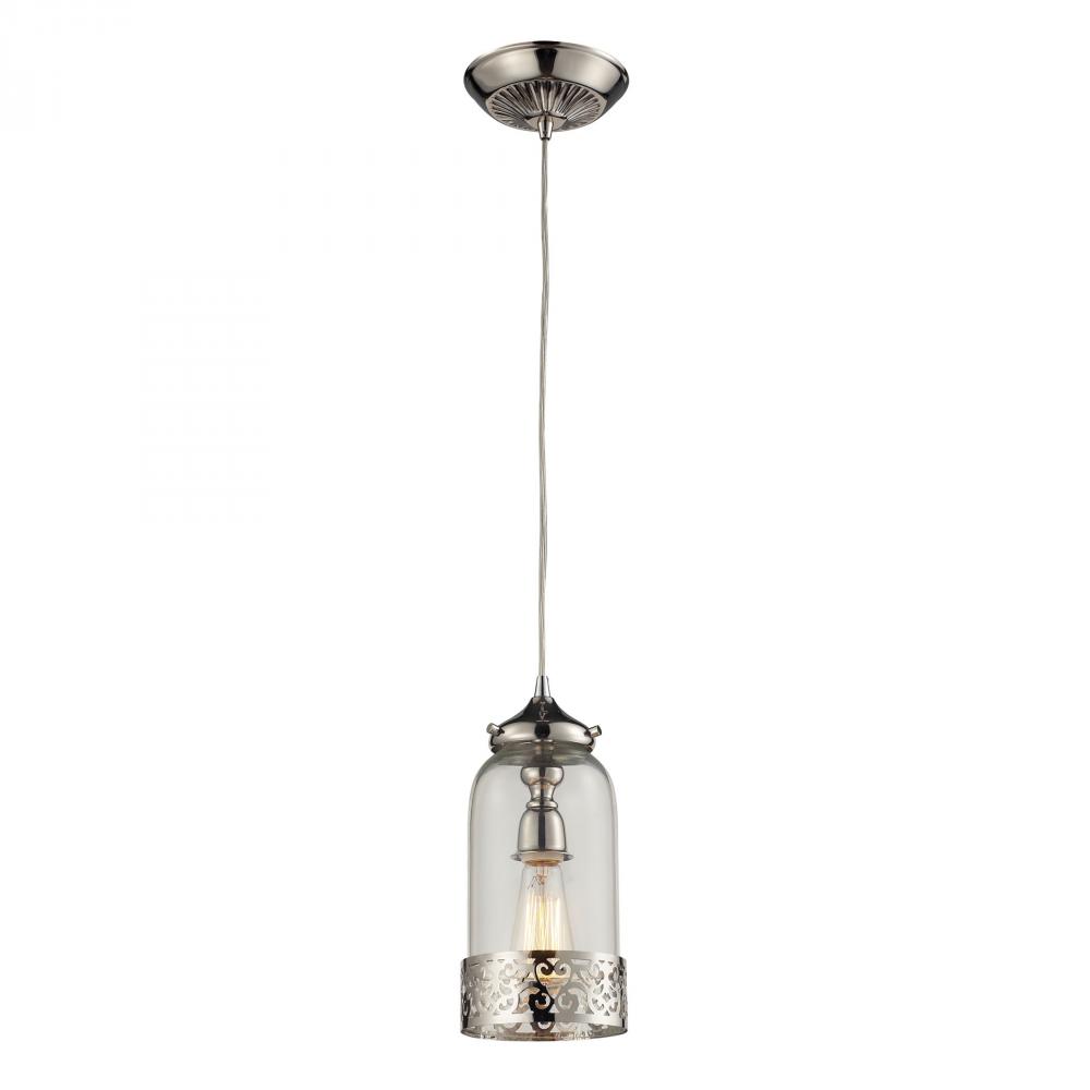 Brookline 1 Light Pendant In Polished Nickel And