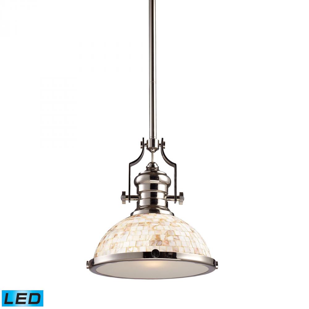 Chadwick 1-Light Pendant in Polished Nickel with Cappa Shell Shade - Includes LED Bulb