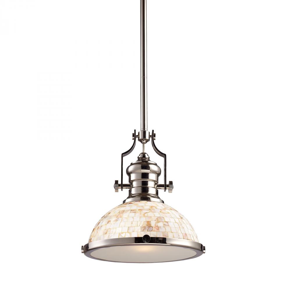 Chadwick 1-Light Pendant in Polished Nickel with Cappa Shell Shade