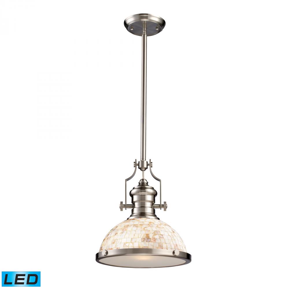 Chadwick 1-Light Pendant in Satin Nickel with Cappa Shell Shade - Includes LED Bulb