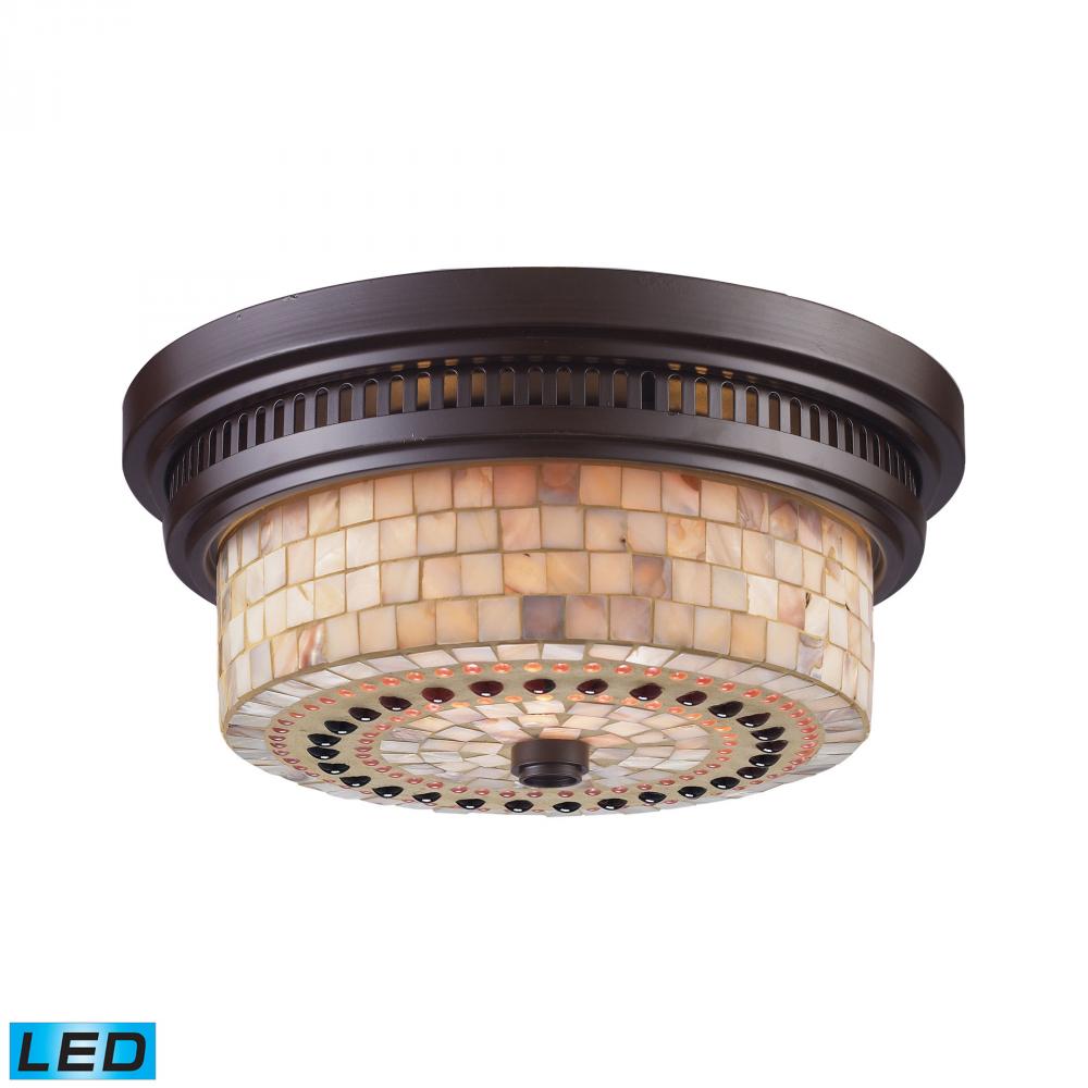 Chadwick 2-Light Flush Mount in Oiled Bronze and Cappa Shell - LED, 800 Lumens (1600 Lumens Total) W