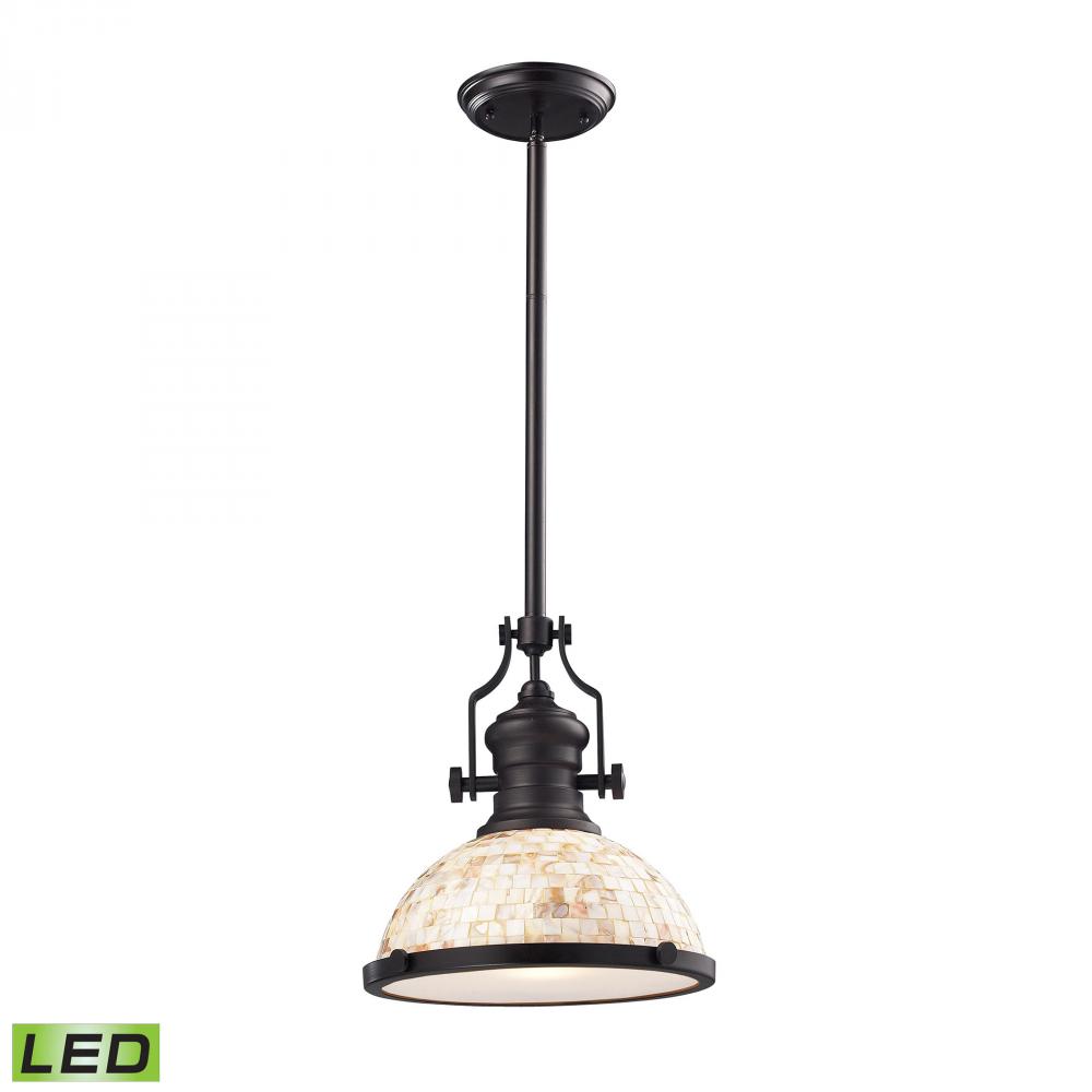 Chadwick 1-Light Pendant in Oiled Bronze with Cappa Shell Shade - Includes LED Bulb