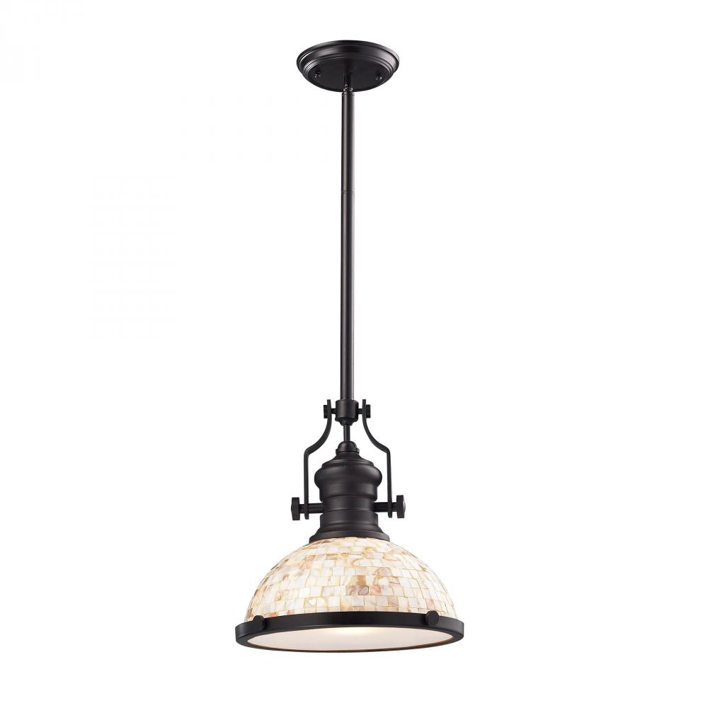 Chadwick 1-Light Pendant in Oiled Bronze with Cappa Shell Shade