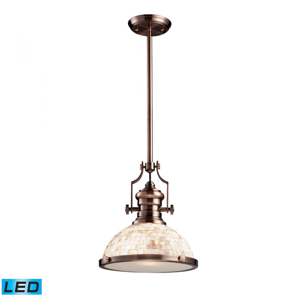 Chadwick 1-Light Pendant in Antique Copper with Cappa Shell Shade - Includes LED Bulb