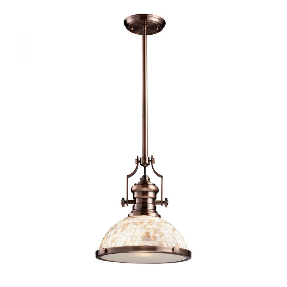Chadwick 1-Light Pendant in Antique Copper with Cappa Shell Shade