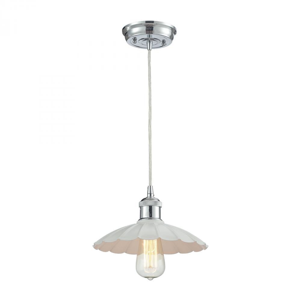 Corrine 1 Light Pendant In Polished Chrome And W