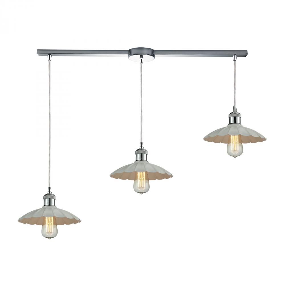 Corrine 3 Light Pendant In Polished Chrome And W